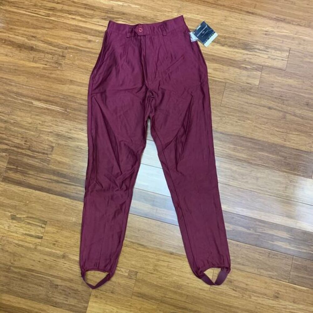 New York Studio Pants Womens 4 Burgundy Stirrup‎ Proportioned Fit Rayon Vintage